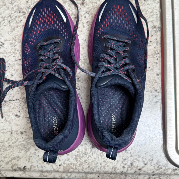 WOMEN'S AETREX DANIKA ARCH SUPPORT SNEAKER NAVY CORAL/PURPLE - Picture 6 of 9